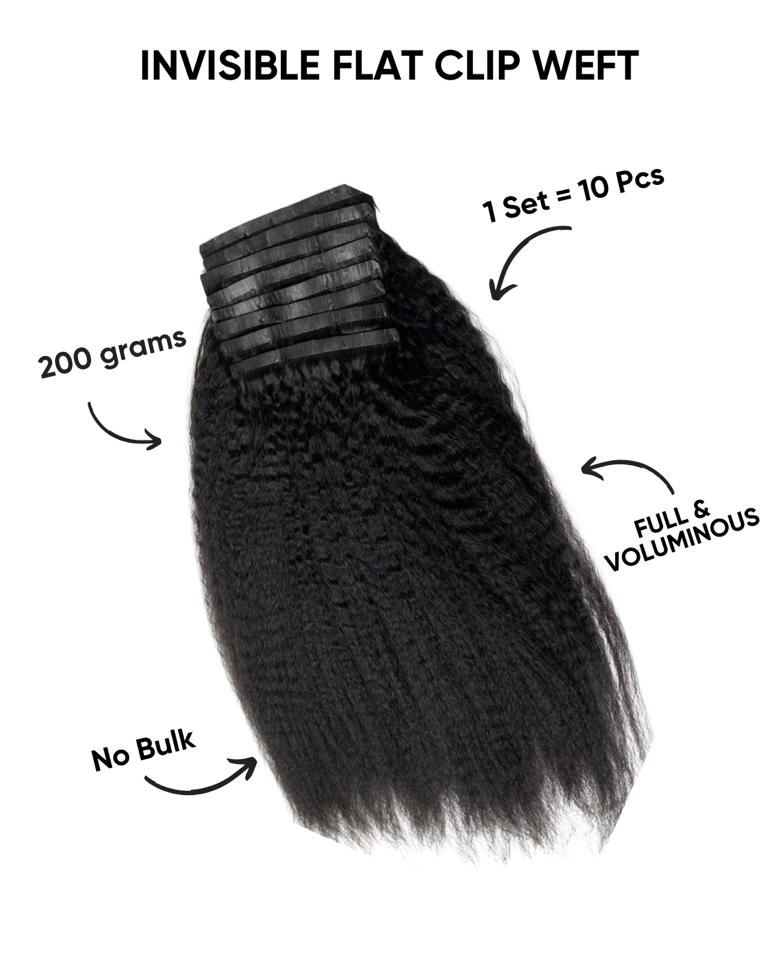 Seamless Kinky Straight Clip Ins(ships in 5-7 business days)