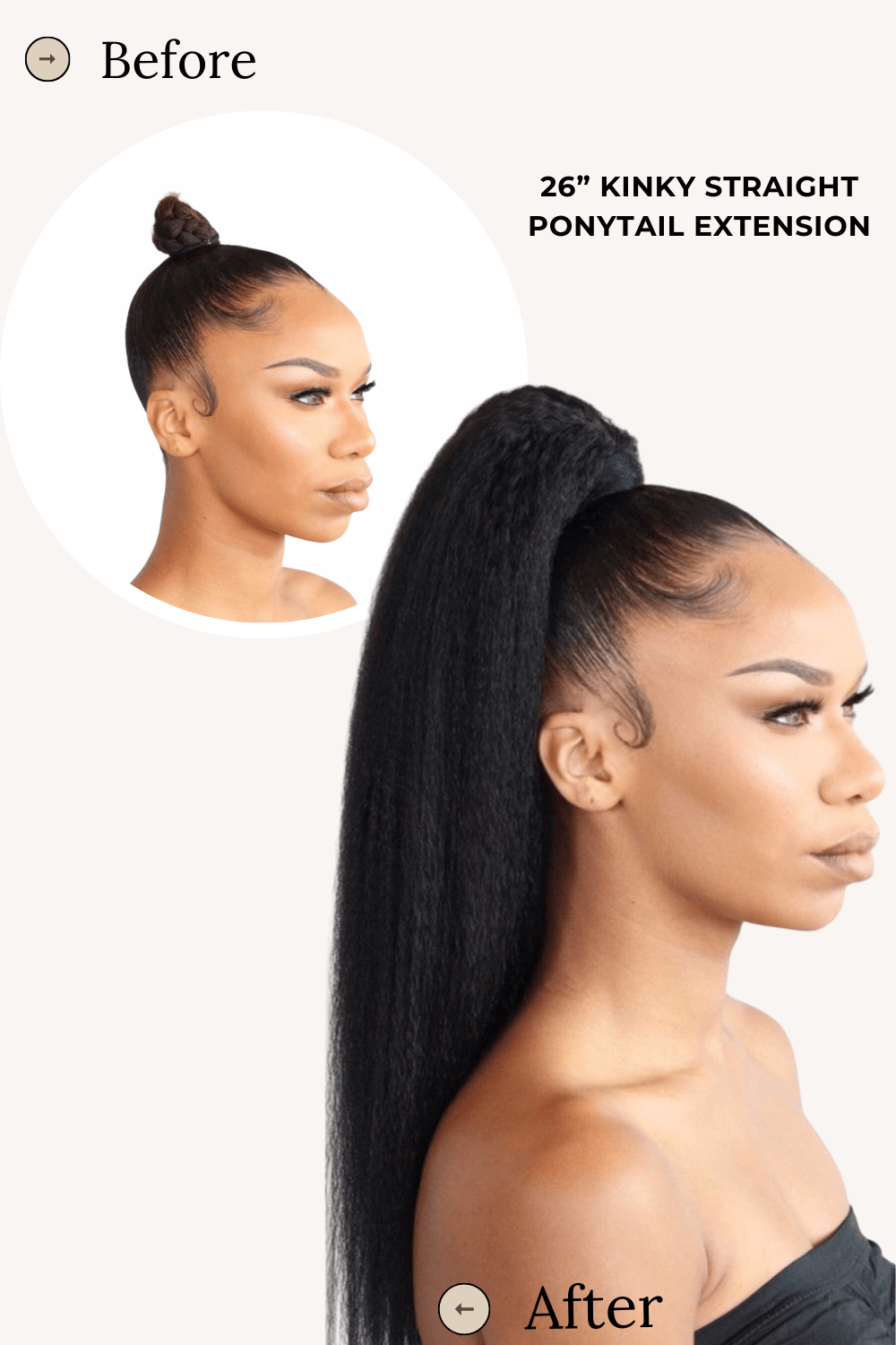 Kinky Straight Wrap Around Ponytail - Natural Bae LA