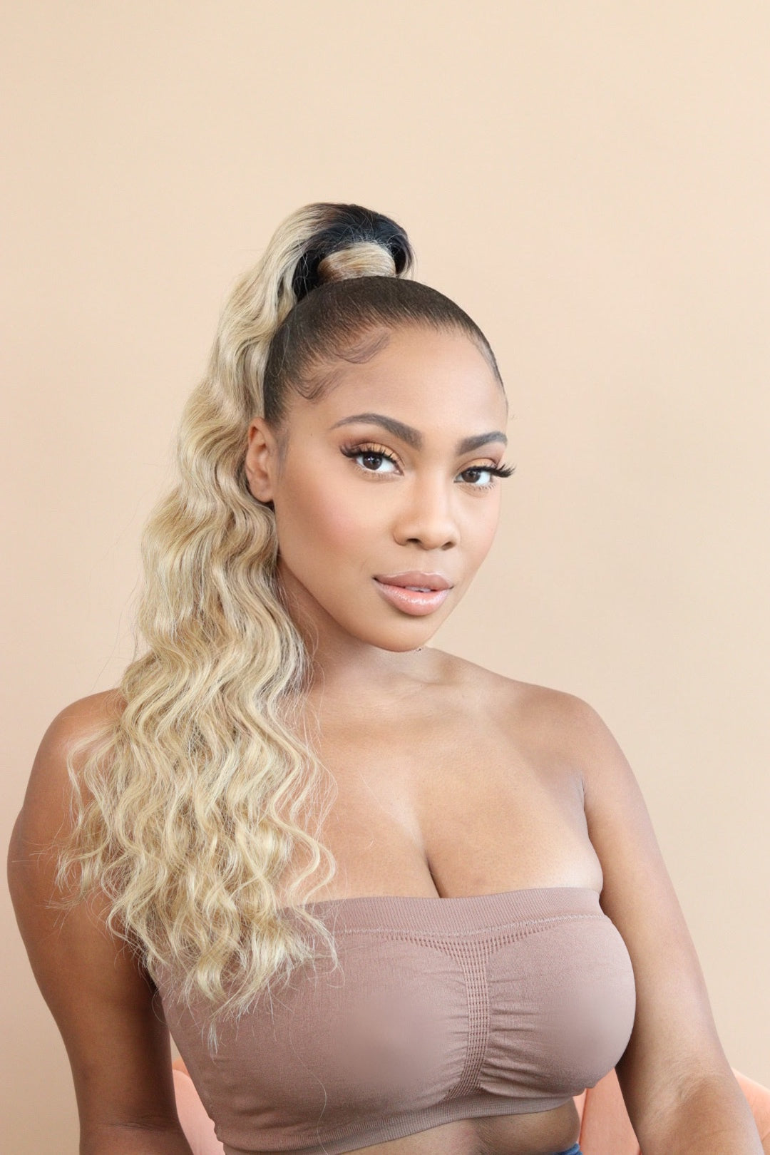 Wrap Around Buttercream Ombré Body Wave Ponytail - Natural Black (ships in 7-10 business days)