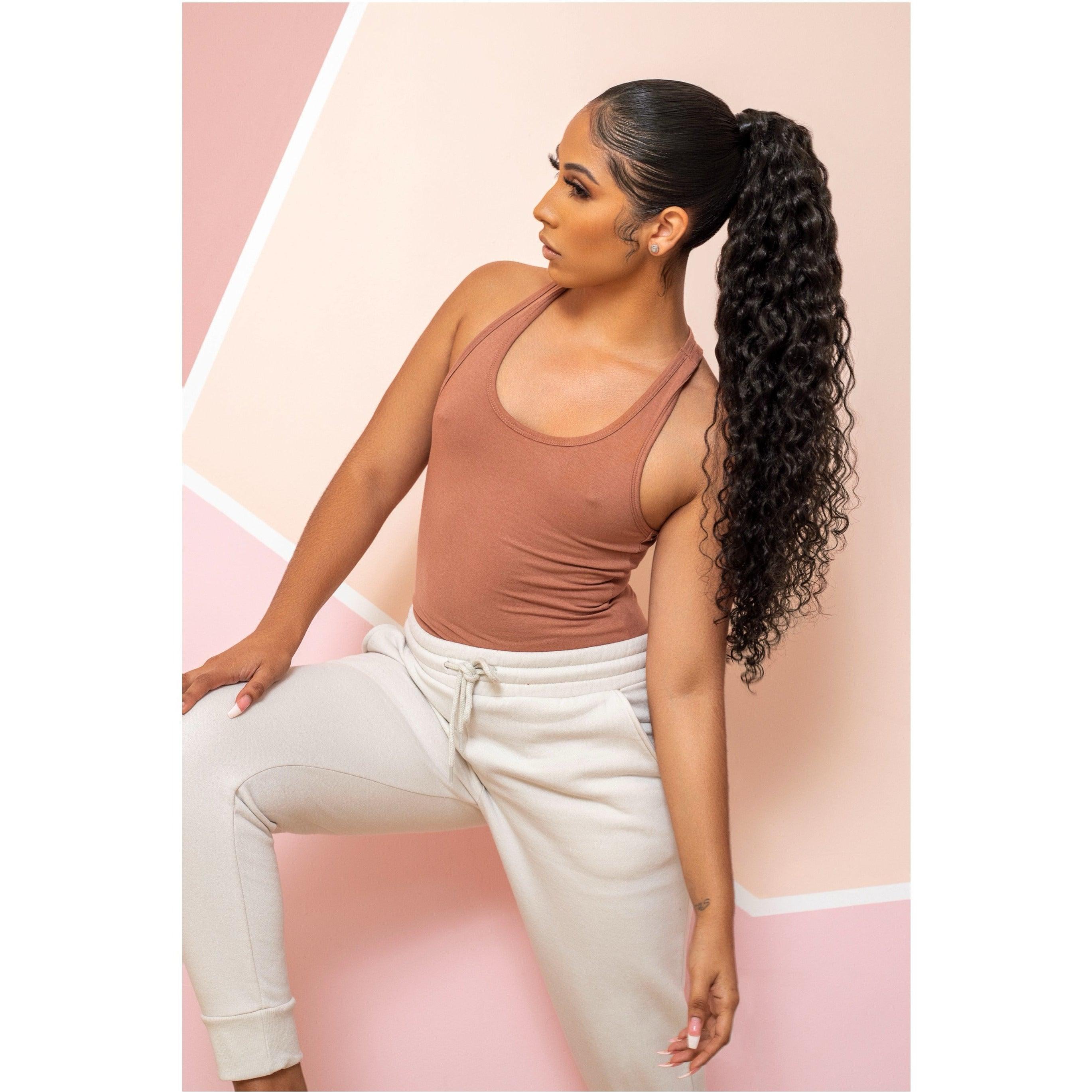 Water Curly Drawstring Ponytail - Natural Bae LA